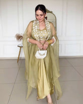 Ready To Wear Taby Organza Silk With Sequence Work Dhoti Suit With Shrug